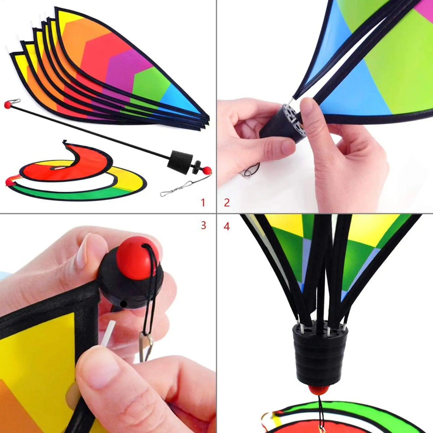 Rainbow Hot Air Balloon Wind Spinner | Colorful Garden Windmill