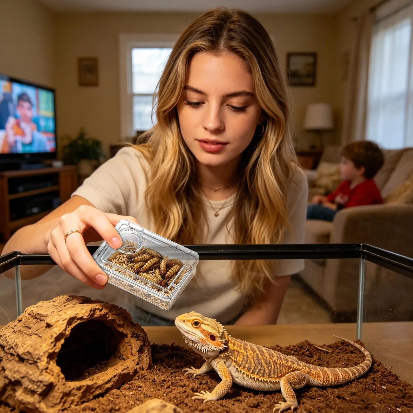 Escape Proof Reptile Food Dish Compartment Feeding Bowl For Leopard Gecko Hermit Crab Frog Spider Chameleon Iguana Lizard Tank Peaceful Pleasures Health and Wellness