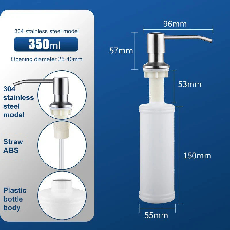 2-Pack Stainless Steel Soap Dispenser Pump for Kitchen Sink
