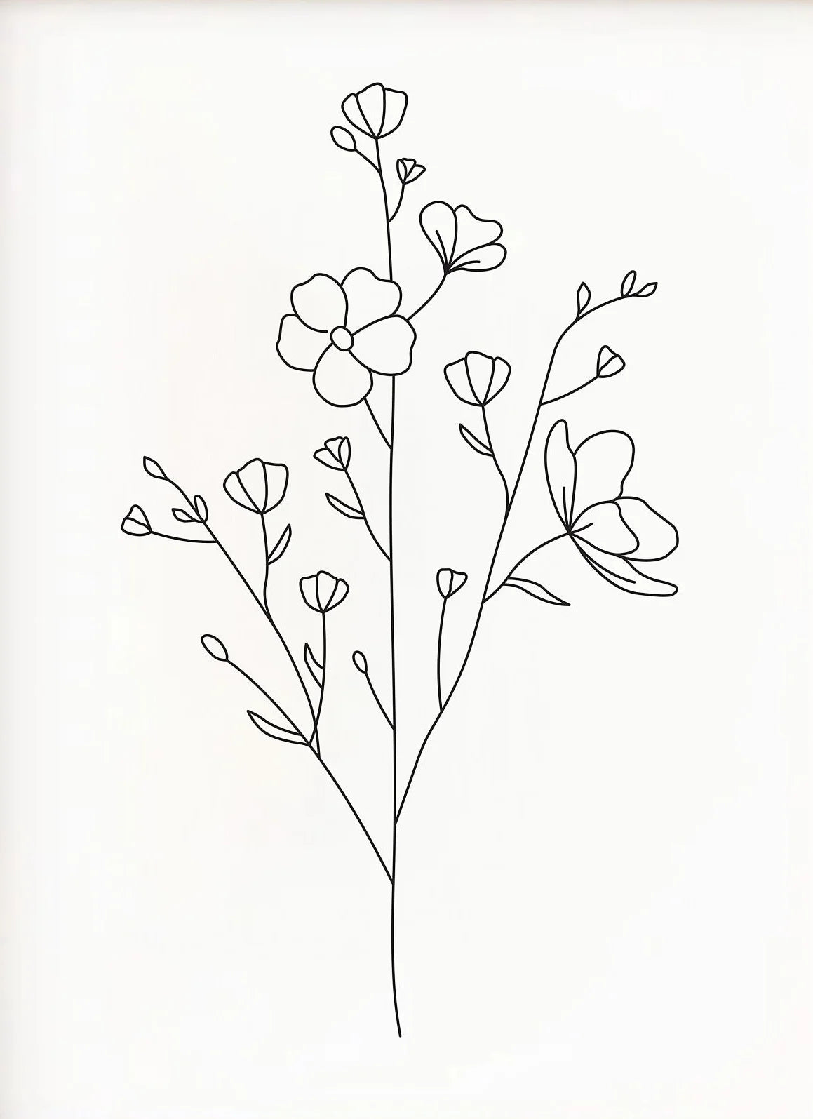 Minimalist Botanical Flower Bouquet Canvas Wall Art | Black & White