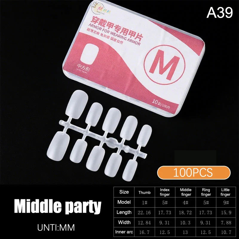 100pcs Clear Press-On Nail Tips – Full Cover Ultra-Thin False Nails