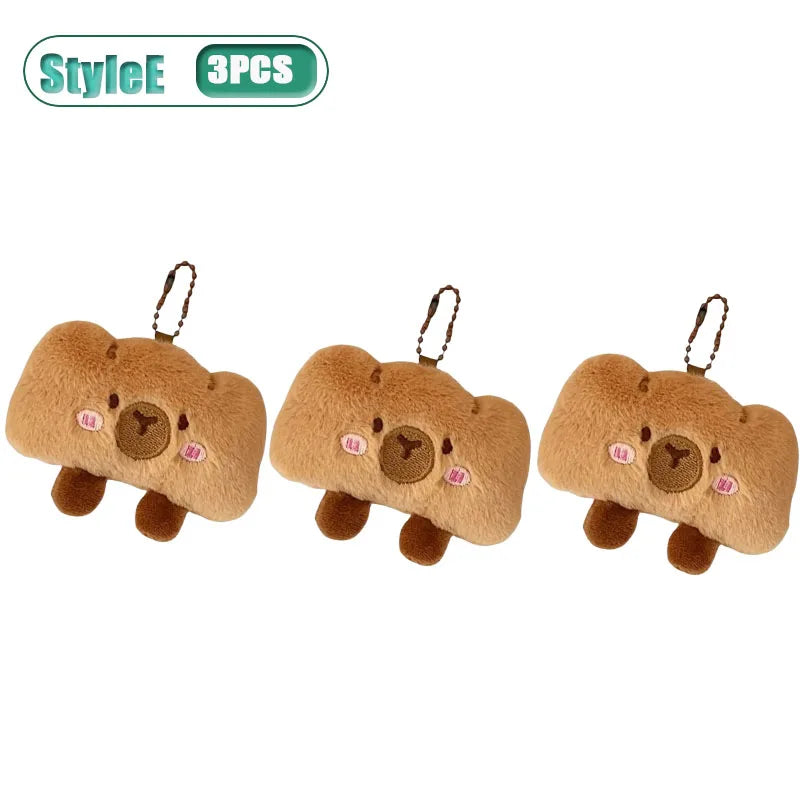 Capybara Plushie Keyring – Cute Anime Bread Topper Fluffy Toy