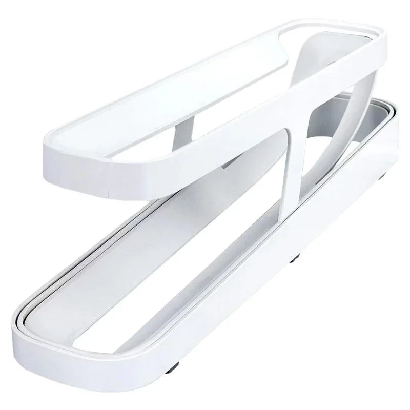 Automatic Rolling Egg Holder Rack Fridge Storage Box Egg Container Kitchen Refrigerator Egg Dispenser Fridge Organizer Peaceful Pleasures Health and Wellness WHITE 1-tier