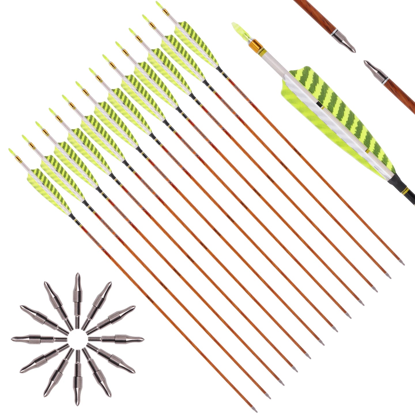 6 Wood Skin Carbon Arrows 32 ID6 2 Spine 400 500 600 700 5 Real