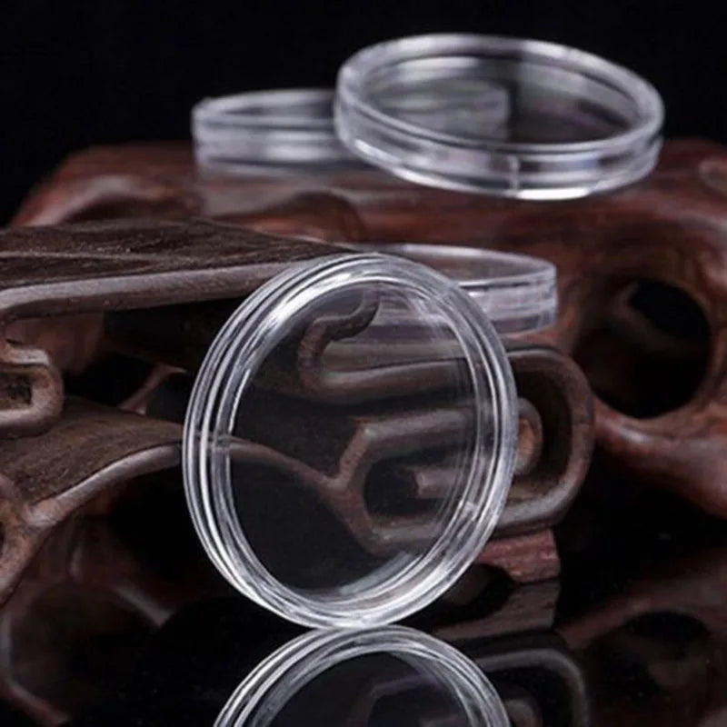 Clear Round Plastic Coin Holder Capsule Container Storage Box