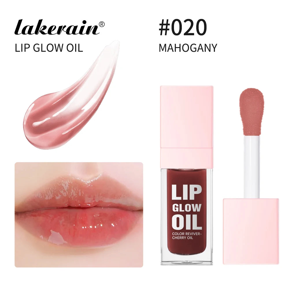 Crystal Lip Glow Oil Cherry Pink Lips Plumper Gloss Hydrating Plumping Lips Coat Tinted Lip Plumper Serum Lips Glow Oil Makeup Peaceful Pleasures Health and Wellness 020 MAHOGANY