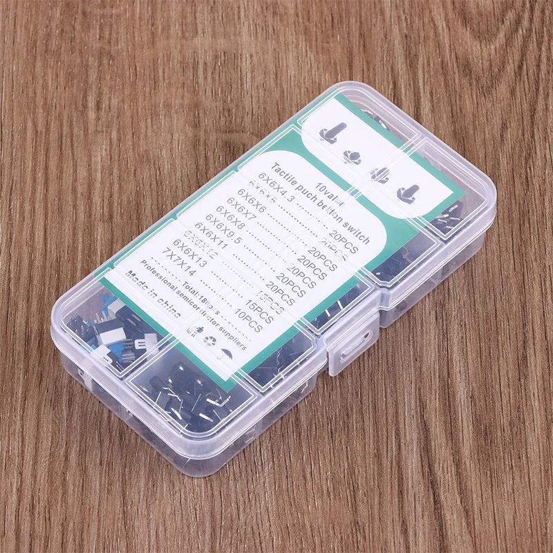 6*6 4.3-13MM 7*7mm Momentary Switch 10 Values 180Pcs Tactile Push Button Switch Momentary Tactile Tact Mini Switch Kit Peaceful Pleasures Health and Wellness