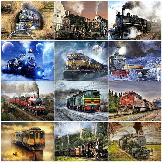 Paint By Number Canvas Painting Kits Landscape DIY Unframe Coloring By Numbers Train Acrylic Paint Kits Unique Gift Peaceful Pleasures Health and Wellness