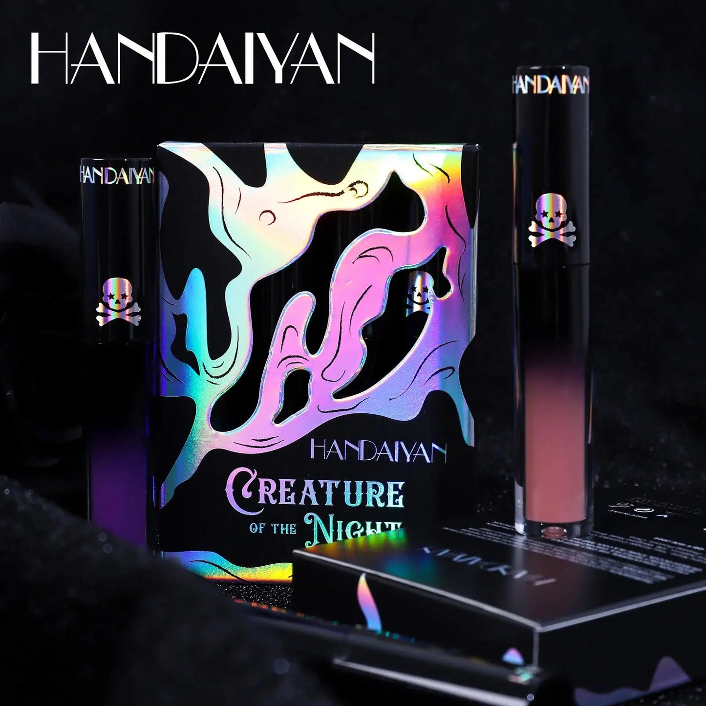 Handaiyan Gothic Matte Lip Gloss Set – 4pc Black & Purple