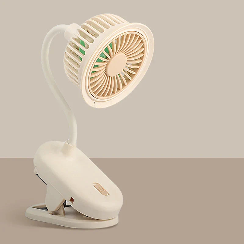 Clip-On Mini Fan 360° Flexible Neck | USB Rechargeable Quiet