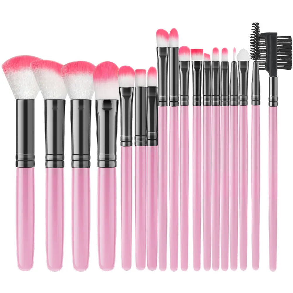 18-Piece Synthetic Kabuki Makeup Brush Set | Foundation & Eye
