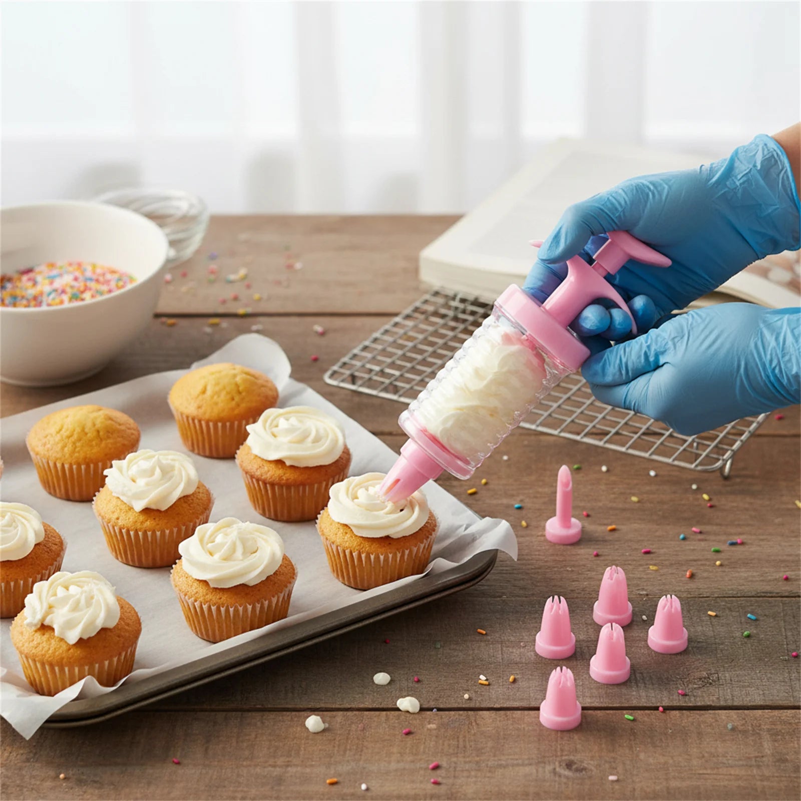8Pcs Plastic Piping Nozzles Set For Cake Cookie Cream Puff Decorating With 8 Different Designs Food Grade PP Material Peaceful Pleasures Health and Wellness