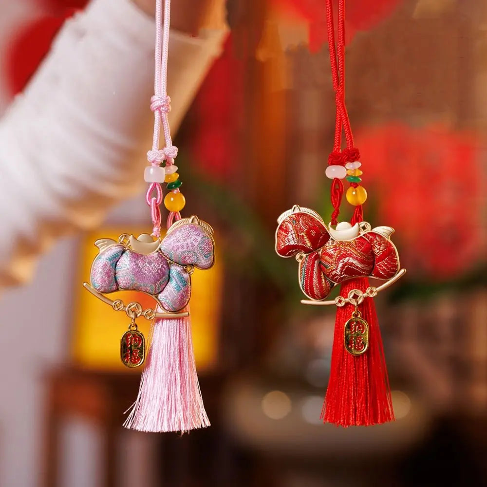 Chinese New Year Horse Embroidered Satin Tassel Pendant