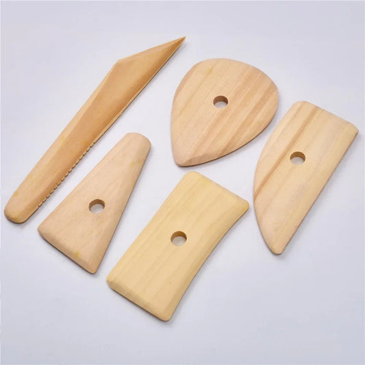 Wooden Potter's Rib Tools Set – 5pc Clay Sculpting Kit Pottery Sculpting Tools Peaceful Pleasures Health and Wellness