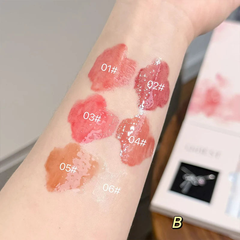 QIBEST 6Pcs/Box Matte Velvet Lipstick Sets Lasting Lip Glaze Kits Moisturizing Mirror Watery Lipgloss Makeup Set Necklace Gift Peaceful Pleasures Health and Wellness