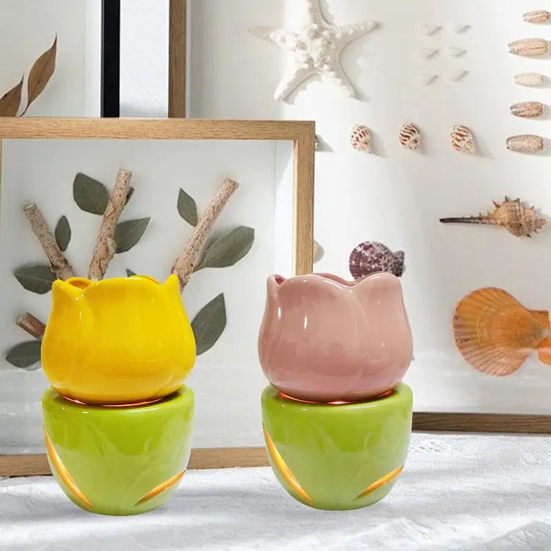 Colorful Tulip Ceramic Aroma Diffuser Creative Large-capacity Split Diffuser Fresh and Fragrant Indoors Essential Oil Diffuser Peaceful Pleasures Health and Wellness