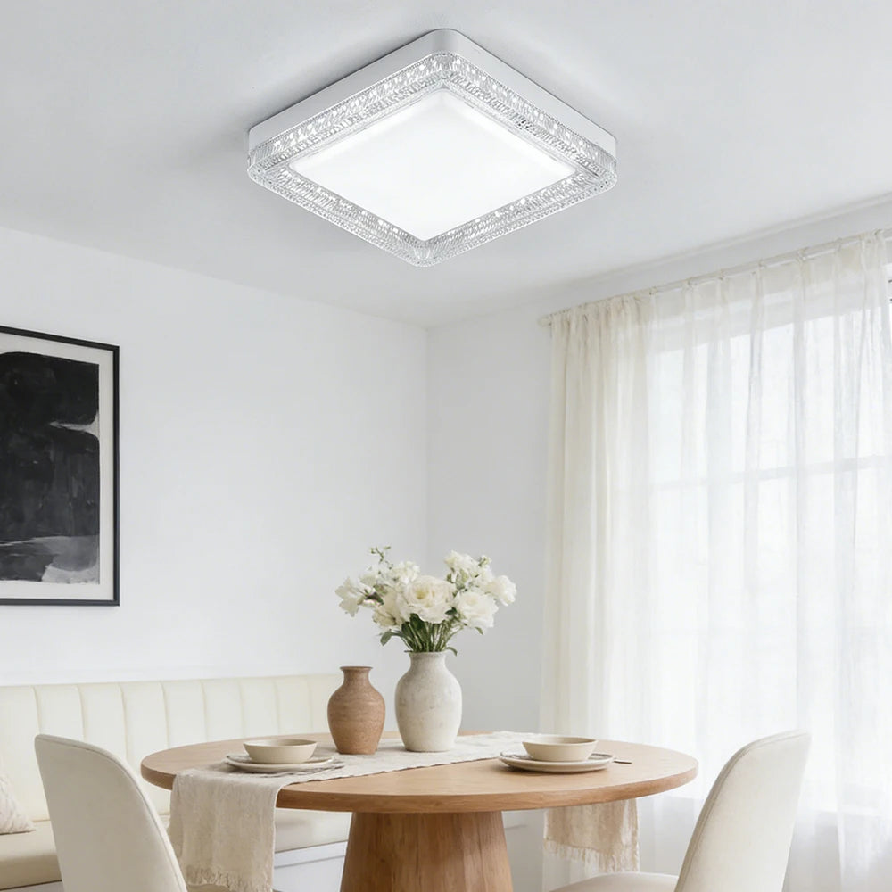 RUNTOIN Ultrathin Crystal LED Ceiling Light | Modern Square & Round