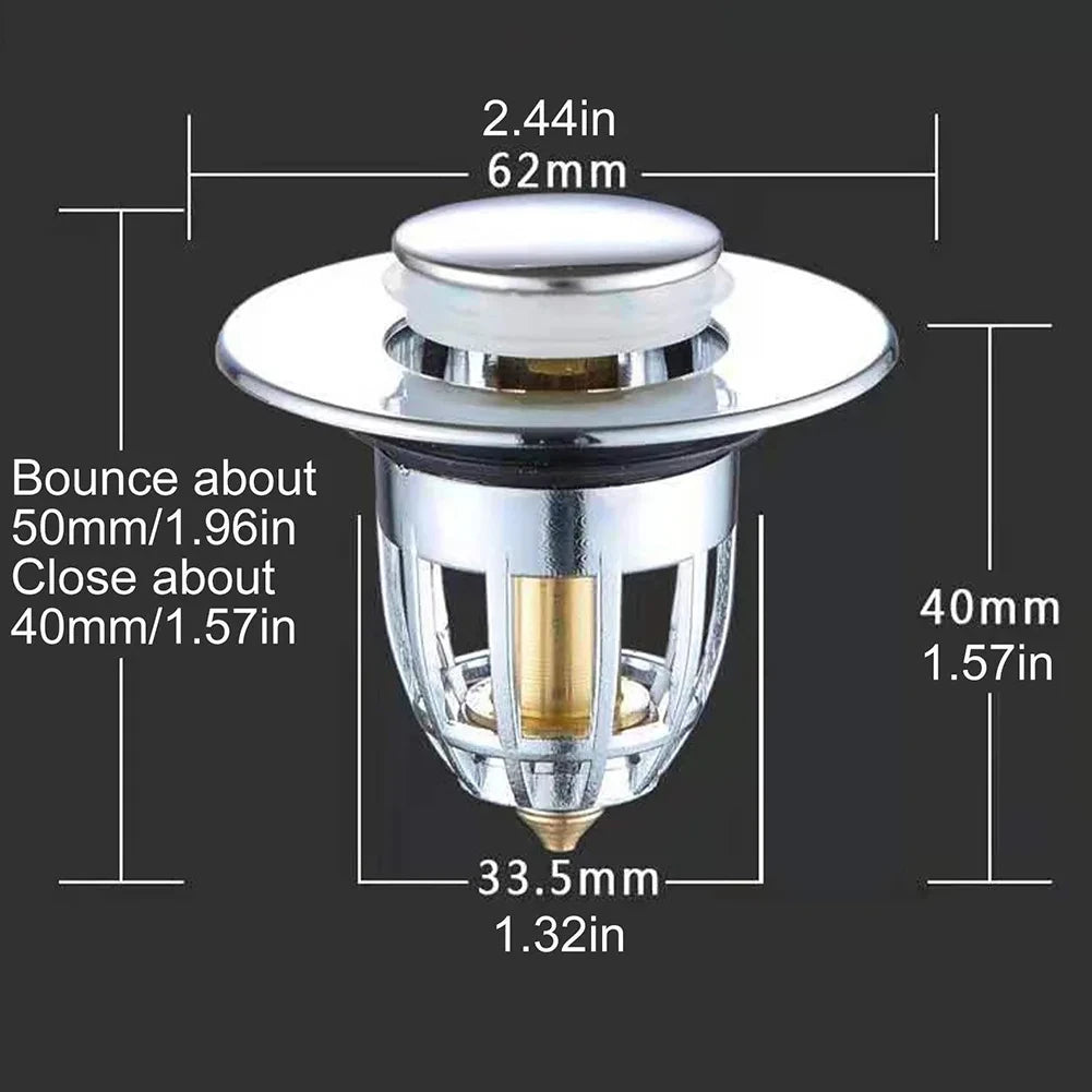 Push Pop-Up Drain Strainer & Sink Stopper | Hair Catcher