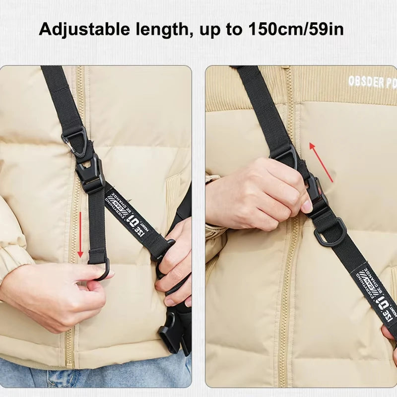 1pcs Outdoor multifunctional diagonal hanging rope with adjustable length expandable single shoulder crossbody backpack strap Peaceful Pleasures Health and Wellness