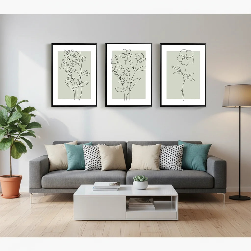 Nordic Floral Canvas Wall Art – Black & White Minimalist Print Canvas Wall Art Print Peaceful Pleasures Health and Wellness