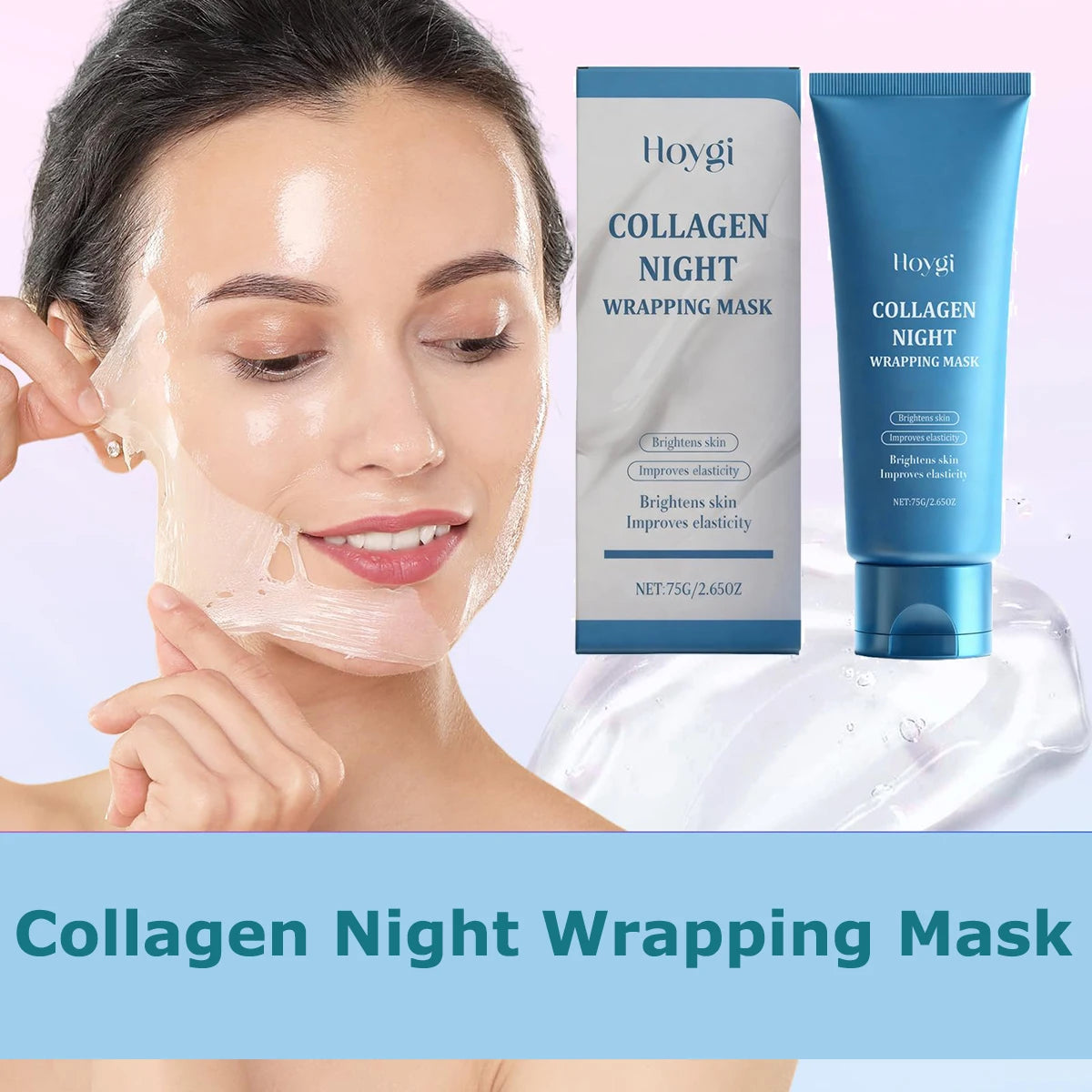 Collagen Glass Skin Night Wrapping Mask – Deep Hydration Peel-Off & Sleeping Face Mask | Anti-Aging & Brightening 75g Peaceful Pleasures Health and Wellness
