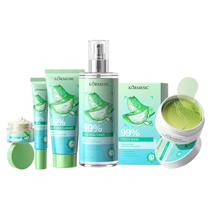 Aloe Vera Skincare Set – Cleanser, Toner, Acne Gel & Eye Mask Skincare Set Peaceful Pleasures Health and Wellness