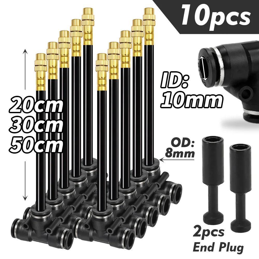 20/30/50cm 360° Bend Brass Misting Nozzles 6/8/10/12mm Quick Connect Garden Irrigation Auto Watering Adjustable Atomizer Sprayer Peaceful Pleasures Health and Wellness for 10mm Tube 20cm