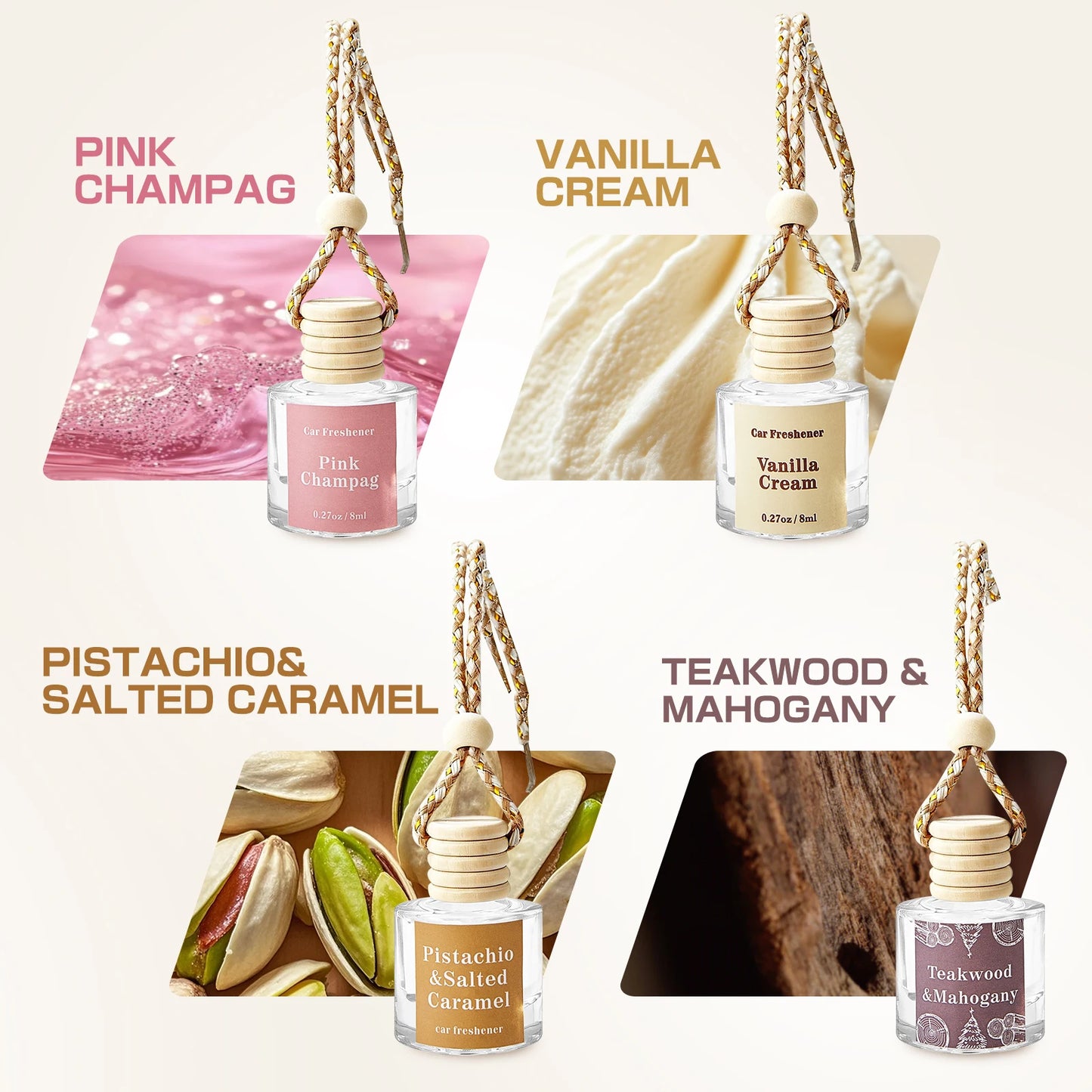 4 Pcs Car Air Freshener Set with Long-Lasting Scent