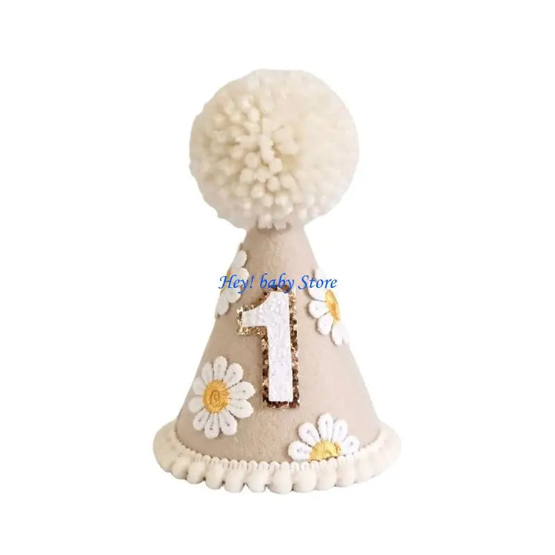 Baby 1st Birthday Felt Hat – Cute Embroidered Party Cap for Infants