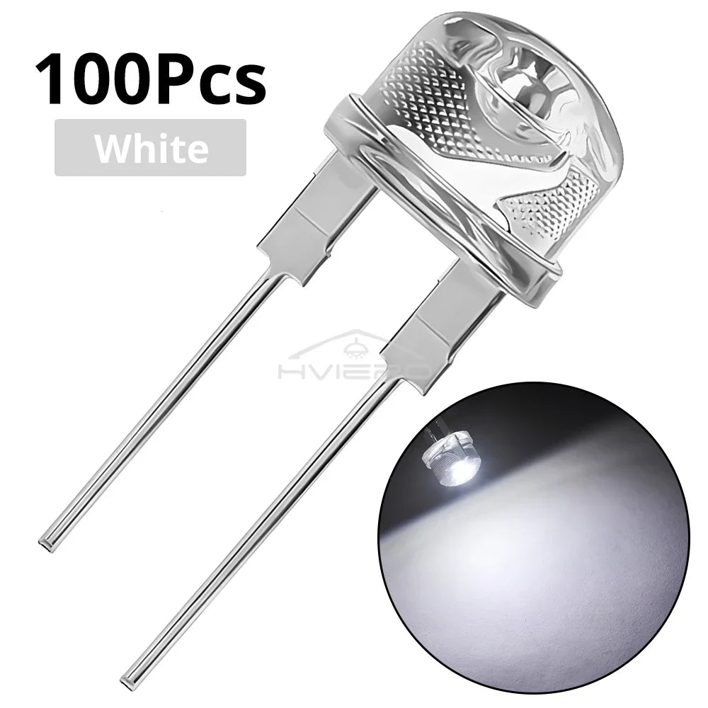 100Pcs 8mm Straw Hat LED Beads – White Red Blue Green DIY