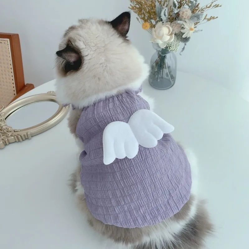 Cat Angel Wings Summer Shirt – Soft Breathable Pet Clothes