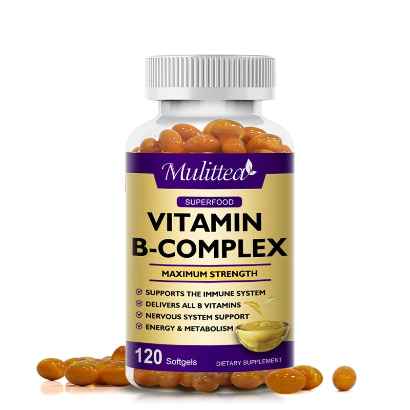 Vitamin B Complex Capsules – Energy, Mood, Stress & Immune Support | 120 Count Peaceful Pleasures Health and Wellness 120pcs United States
