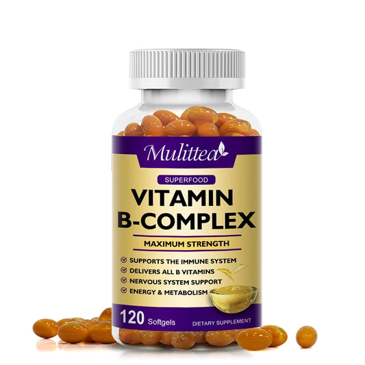Vitamin B Complex Capsules – Energy, Mood, Stress & Immune Support | 120 Count Peaceful Pleasures Health and Wellness 120pcs United States
