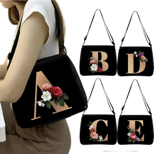 Female Portable Underarm Shoulder Bag Letter Pattern Crossbody Bag with Adjustable Shoulder Strap for Commuting Business Travel Peaceful Pleasures Health and Wellness