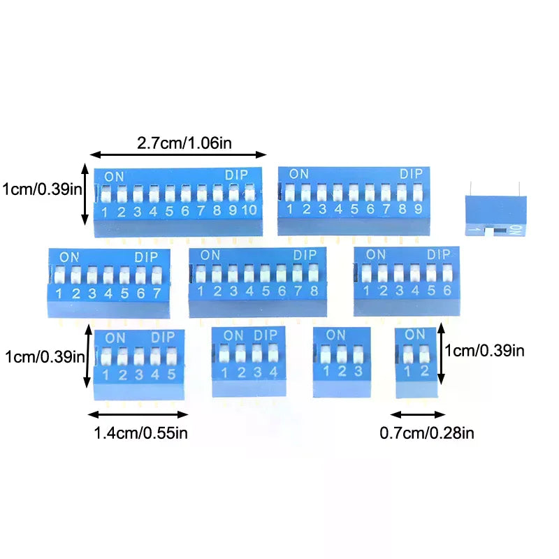 Blue DIP Switch Kit 2.54mm Slide Toggle Switches 1–10 Pin