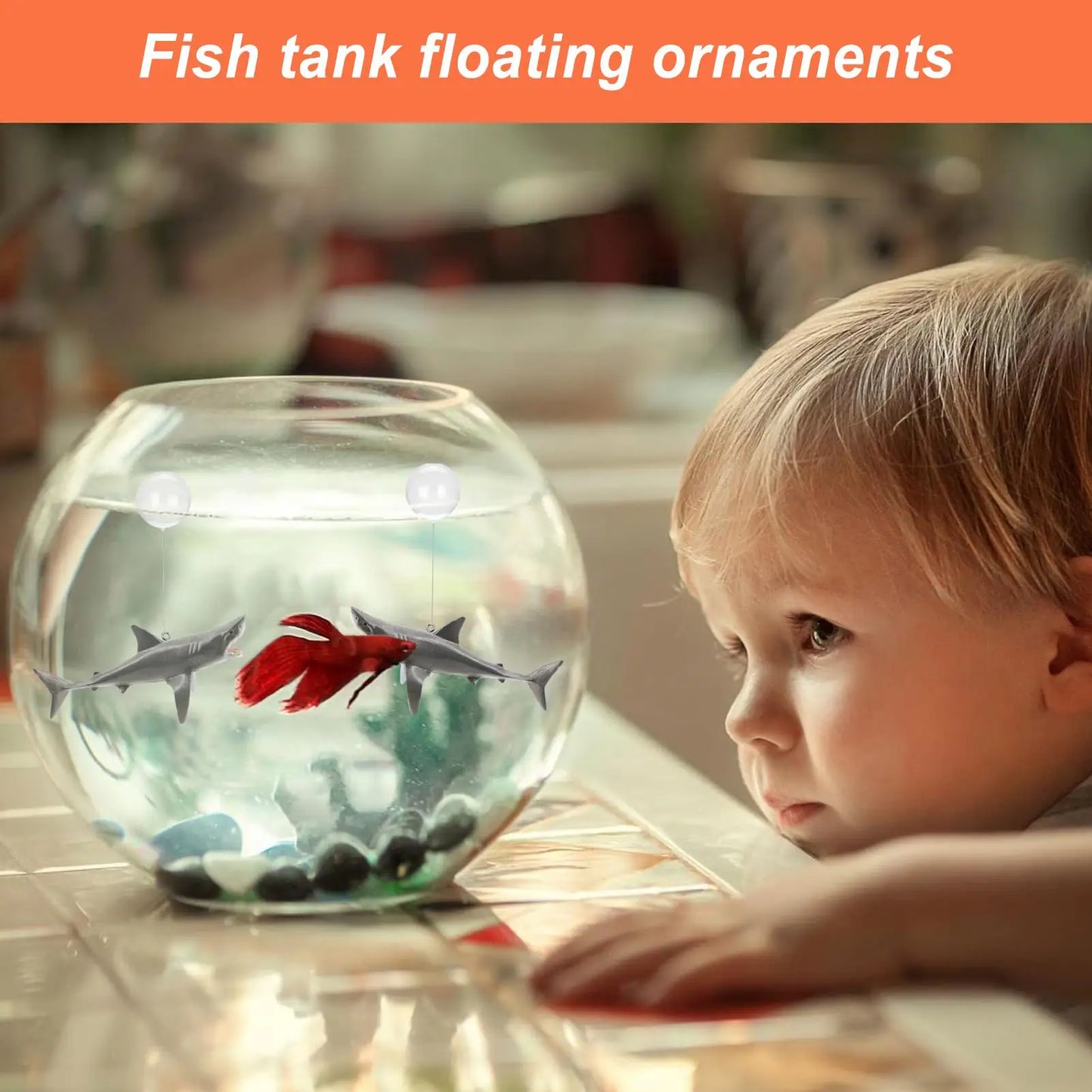 Floating Shark Aquarium Landscape Decoration With Adjustable Position Floating Artificial Aquarium fish Ornaments Decoration Peaceful Pleasures Health and Wellness