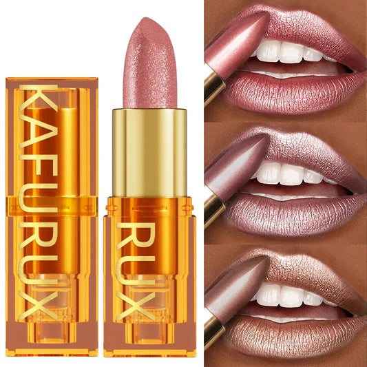 KAFURUX 16-Color Glitter Metallic Lipstick – Long-Lasting Matte Glitter Metallic Lipstick Oasis Select