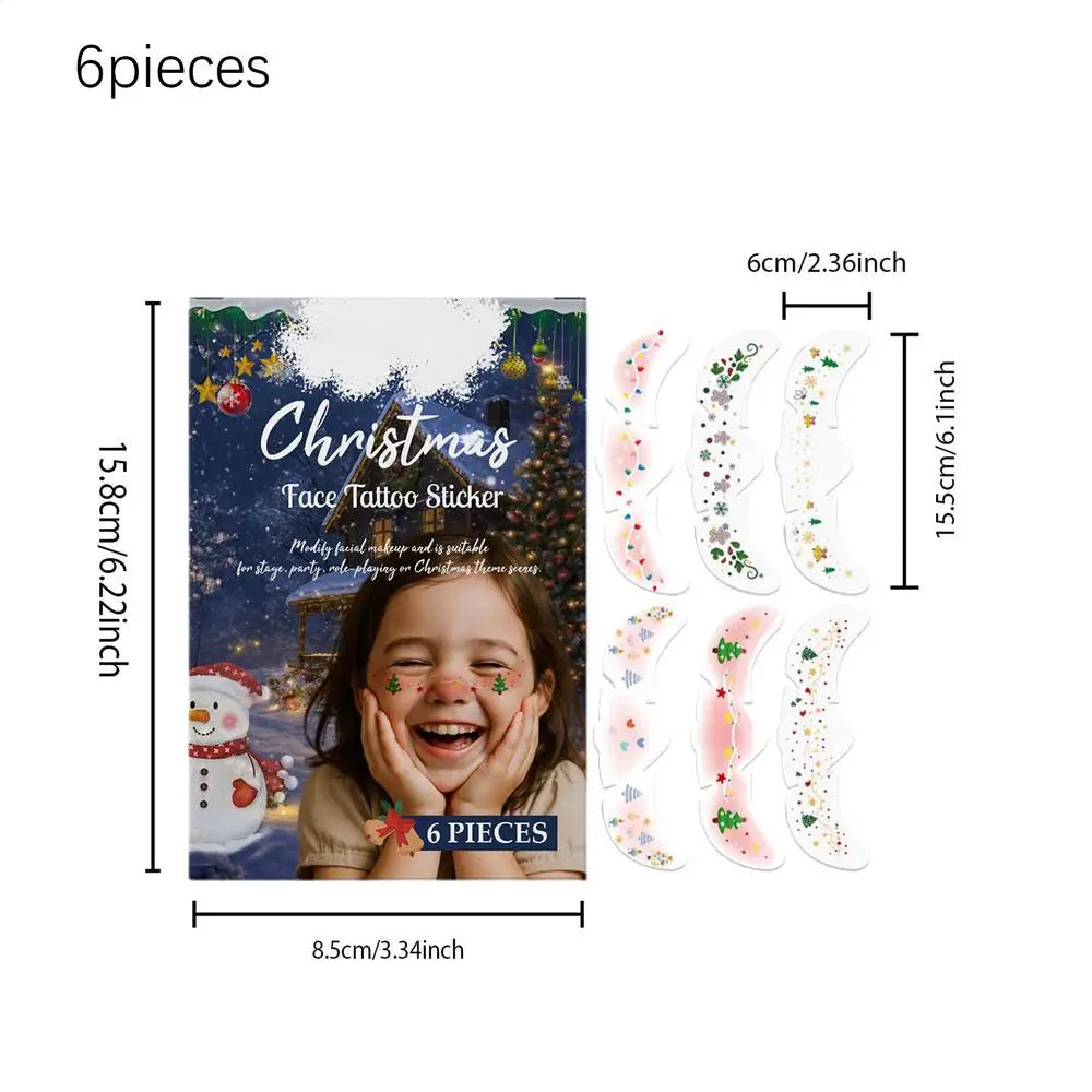 6-Piece Christmas Glitter Freckle Patches & Temporary Face Tattoos