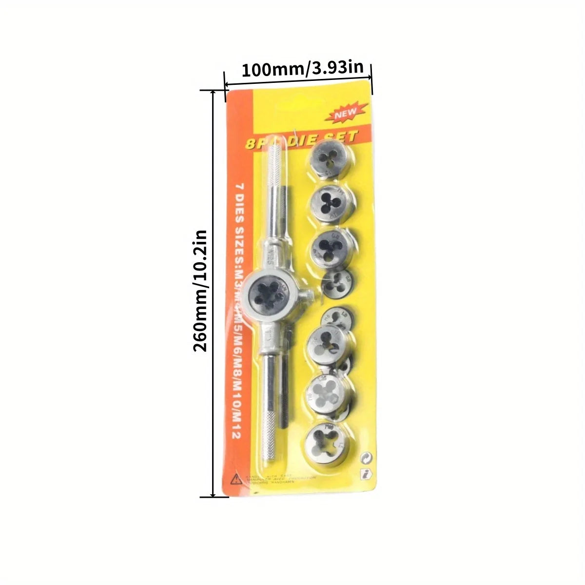 Metric Tap & Die Set M3-M12 | 8/12/20 Pc Chrome-Vanadium Kit Peaceful Pleasures Health and Wellness GZ211-8pcs