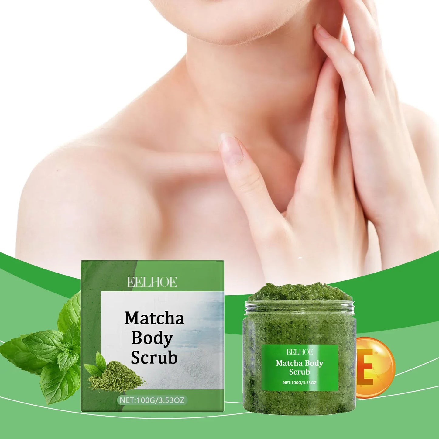 Eelhoe Matcha Sea Salt Body Scrub – Exfoliate & Hydrate