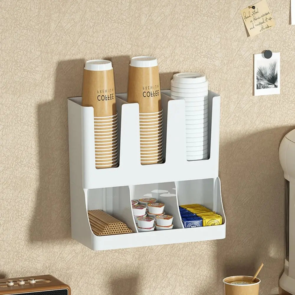 6-Compartment Paper Cup Dispenser & Organizer Rack