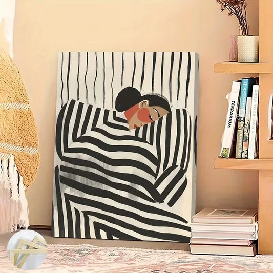 Modern Black & White Abstract Canvas Wall Art Print | Home Decor Canvas Wall Art Peaceful Pleasures Health and Wellness G4565 30x40cm Wood Framed