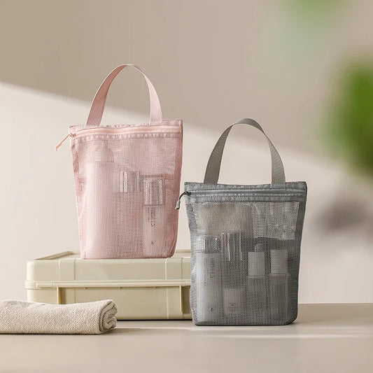 Large Portable Mesh Toiletry Bag – Travel Makeup Organizer 23x26cm Travel Toiletry Bag Peaceful Pleasures Health and Wellness