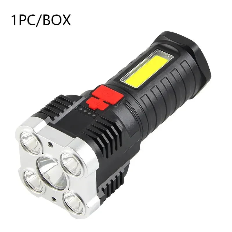 5-LED Rechargeable Camping Flashlight with Side Light & 3 Modes