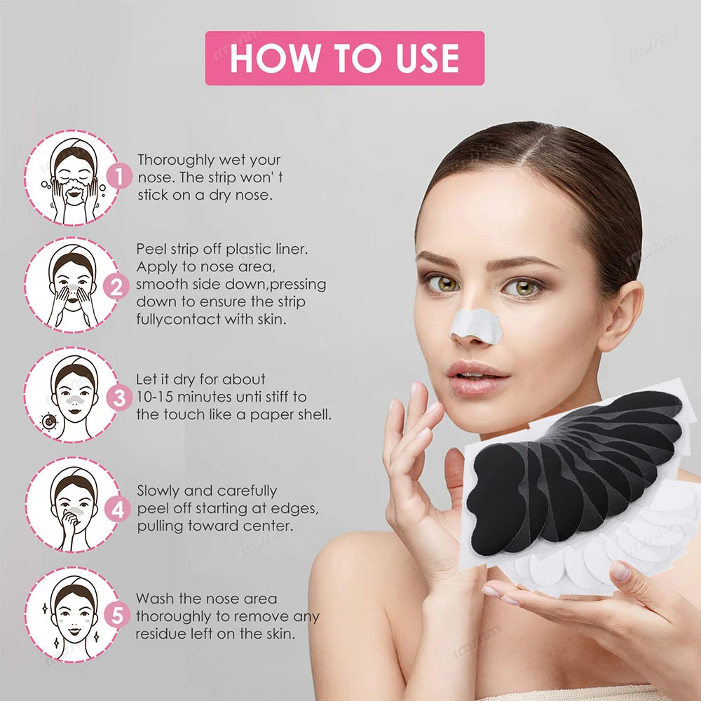 10-100pcs Unisex Blackhead Remove Mask Peel Nasal Strips Deep Cleansing Shrink Pore Nose Black Head Stickers Skin Care Patch Peaceful Pleasures Health and Wellness