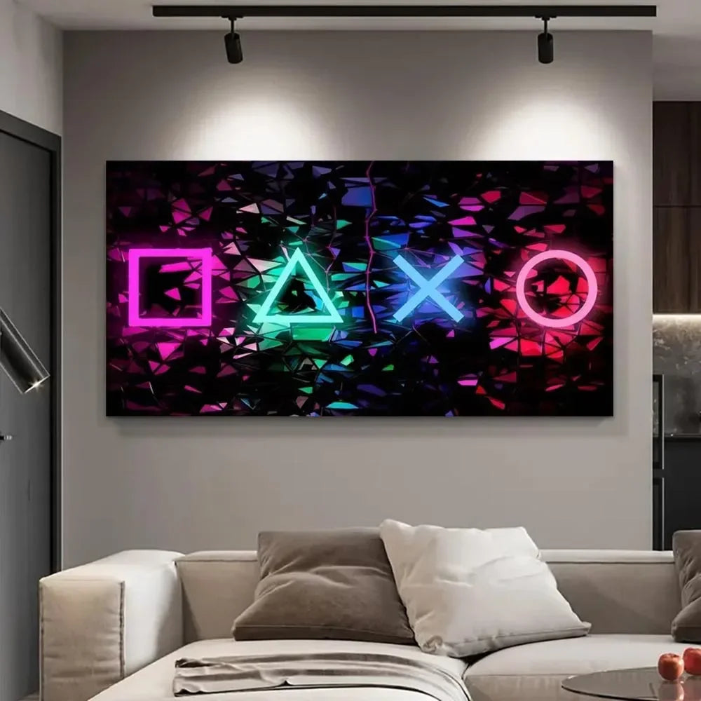 Creative Neon Game Symbol Poster Printing, Wall Art Pictures, Boy Room Decoration, Birthday Gift, Wall Decoration, Home Decor Peaceful Pleasures Health and Wellness