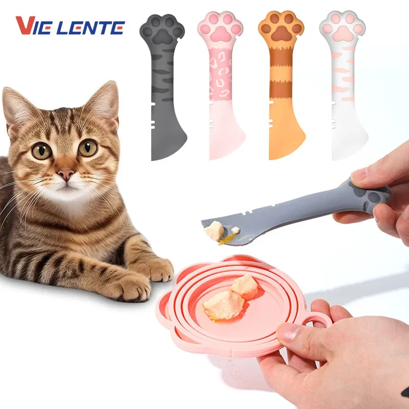 Practical Pet Supplies Small Tools Pet Can Opener Spoon 2in1 Cat Can Silicone Spoon Spoon Spoon Spoon Cat Shovel Wet Food Feeder Peaceful Pleasures Health and Wellness