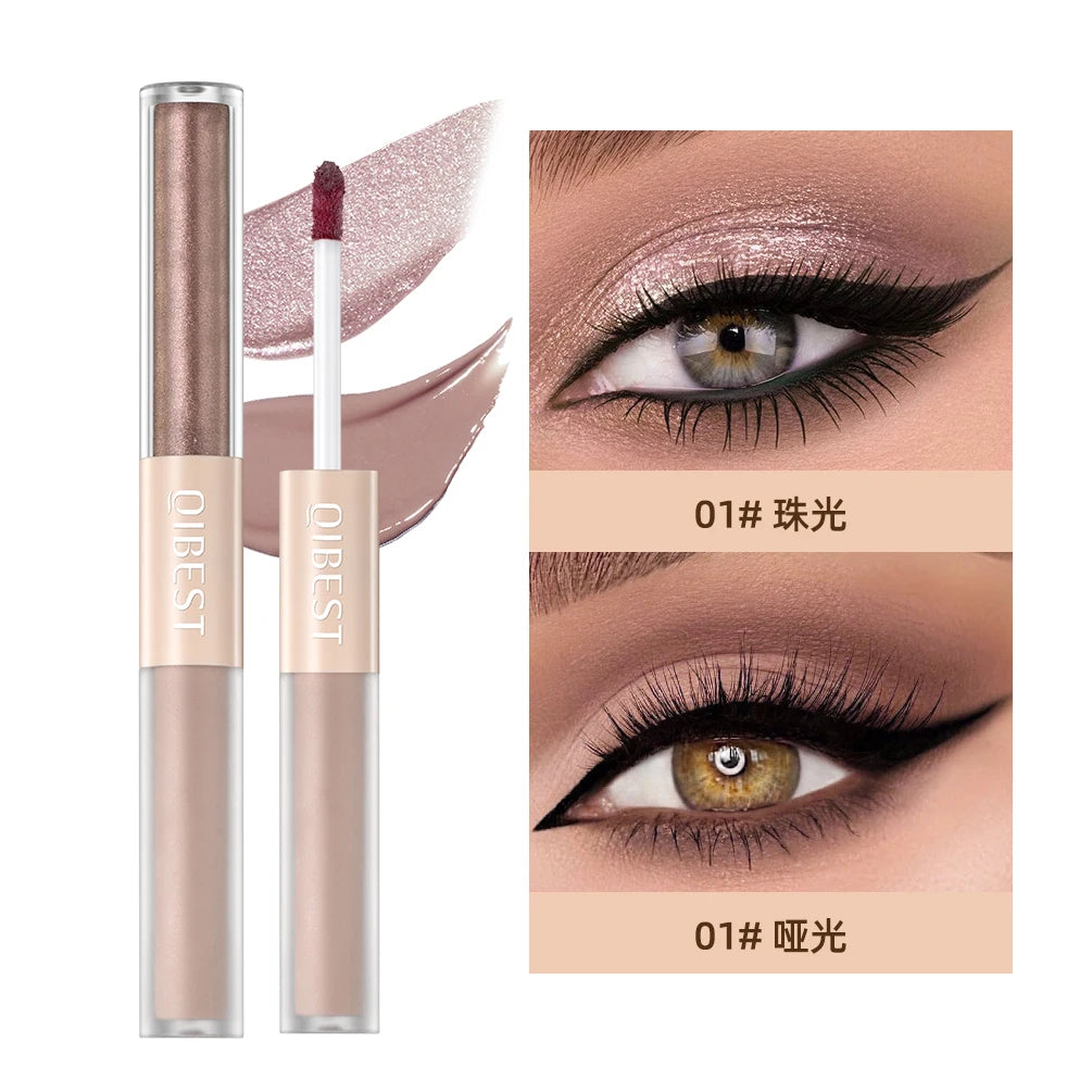 QIBEST Double-ended Flash Liquid Eyeshadow Contour Blush Pigment Silk Flash Matte Natural Blush Makeup Cream Peaceful Pleasures Health and Wellness 1