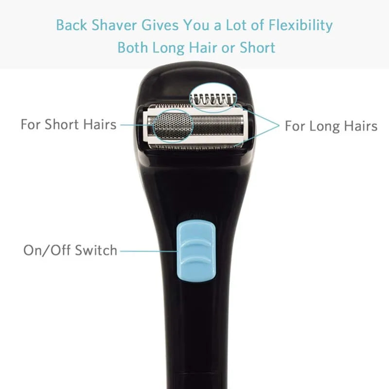 Handle electric body back shave blades shaving shaver razor shaving shovel razorback razor-back for body back hair Peaceful Pleasures Health and Wellness