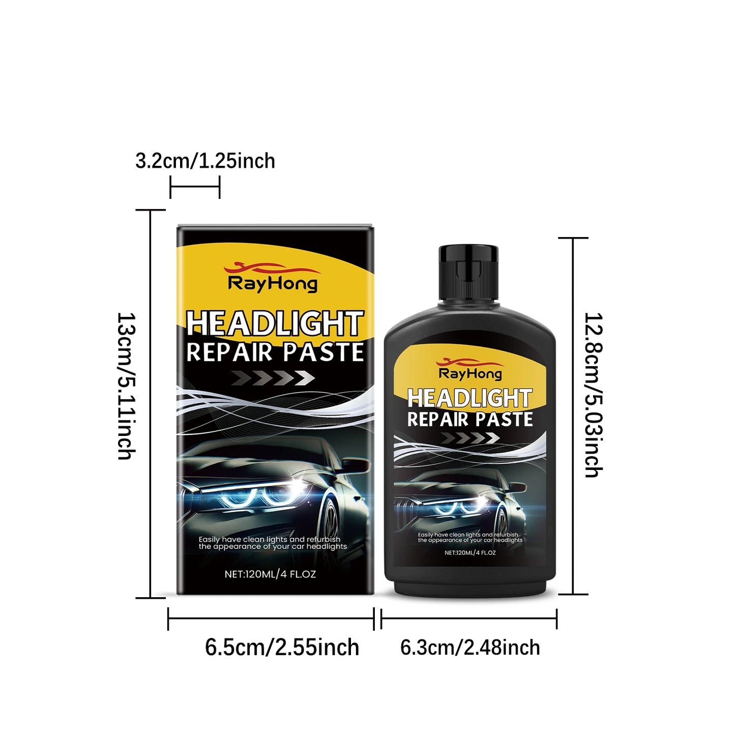 RayHong Car Headlight Restoration Polish & Deoxidizer 120ml